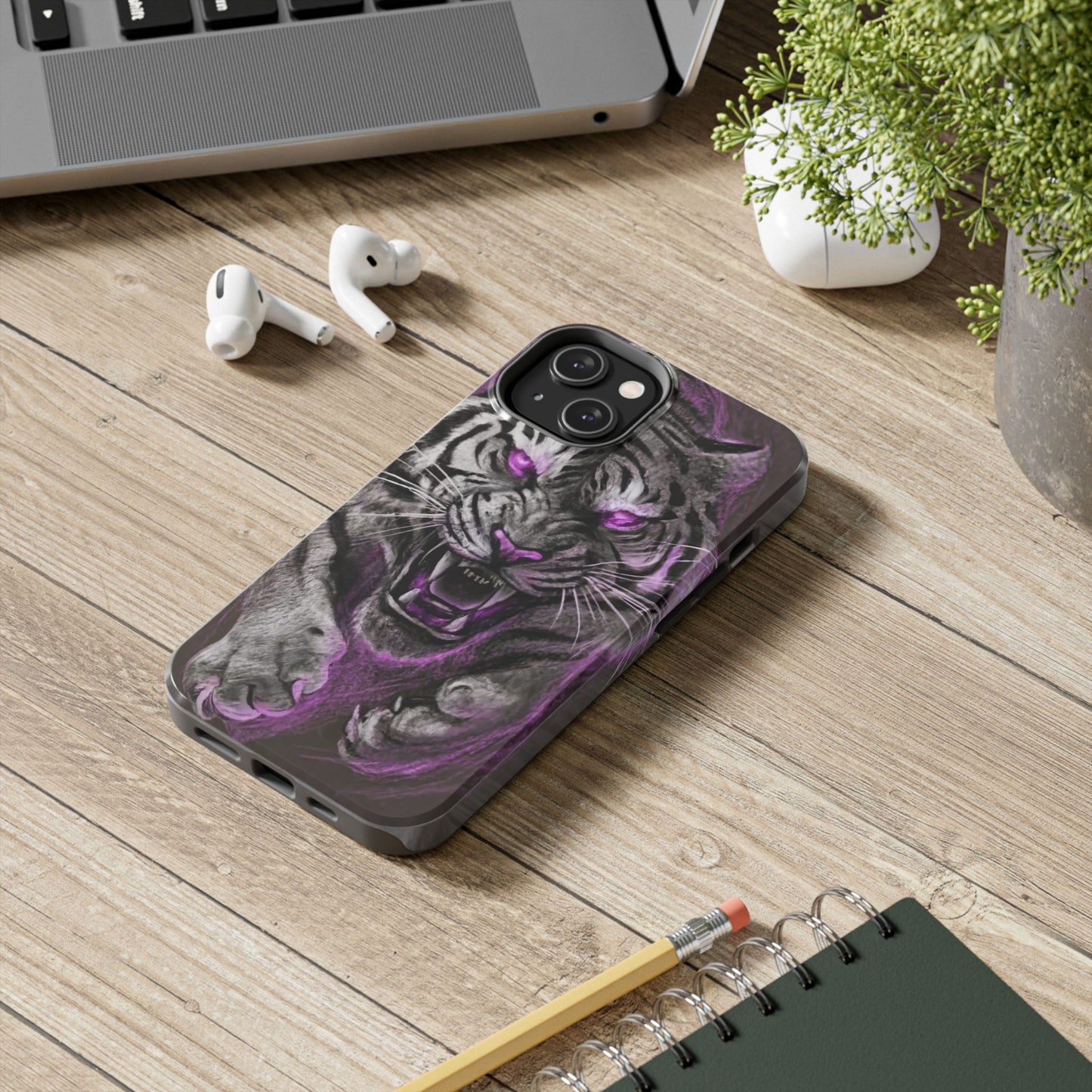 Enigmatic Hunter Tiger Sketch Tough Phone Case