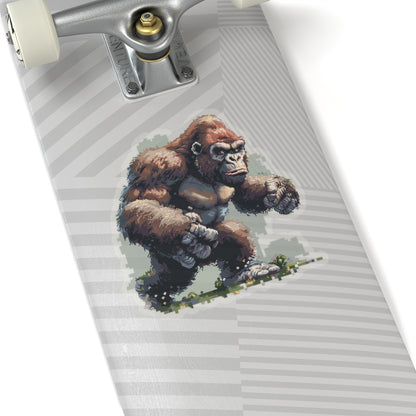 Pixelated Battle-Ready Ape Runner Vinyl Sticker