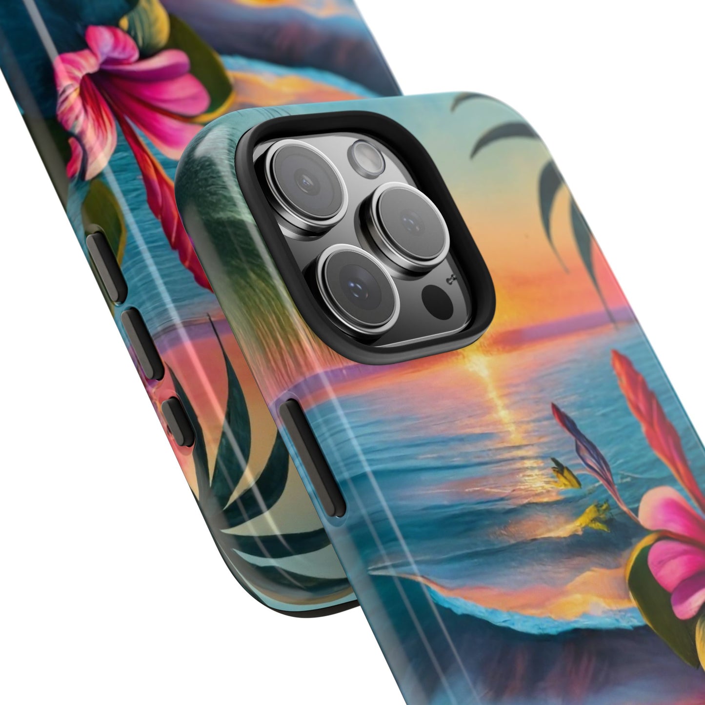 Sunset Beach Hibiscus Palms Tough Phone Case