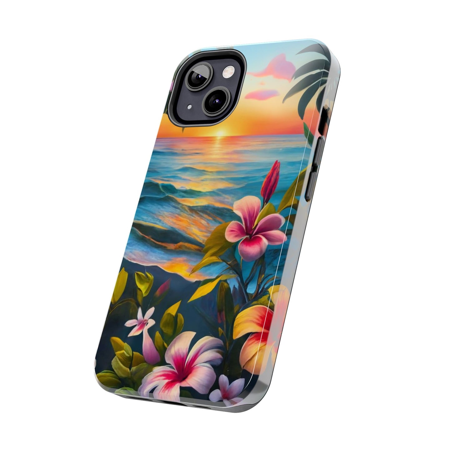 Sunset Palms and Hibiscus Tough Phone Case
