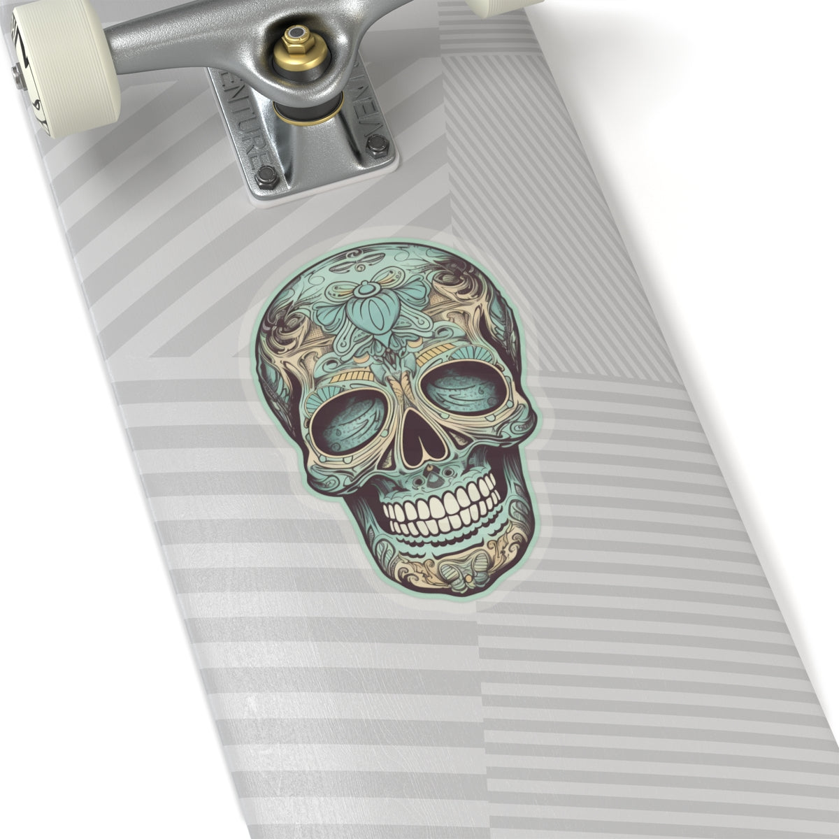 Ornate Aqua Teal Skull Sticker