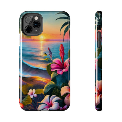Sunset Beach Hibiscus Palms Tough Phone Case