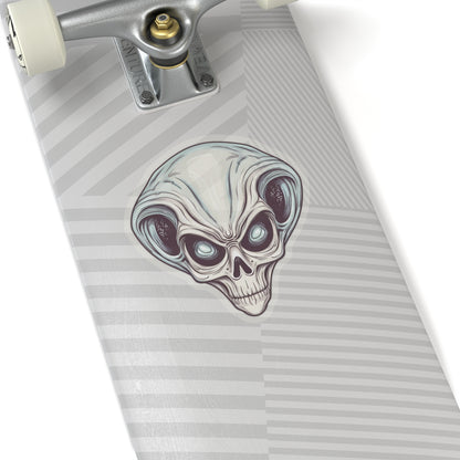 Pale Blue Skull Alien Head Vinyl Sticker