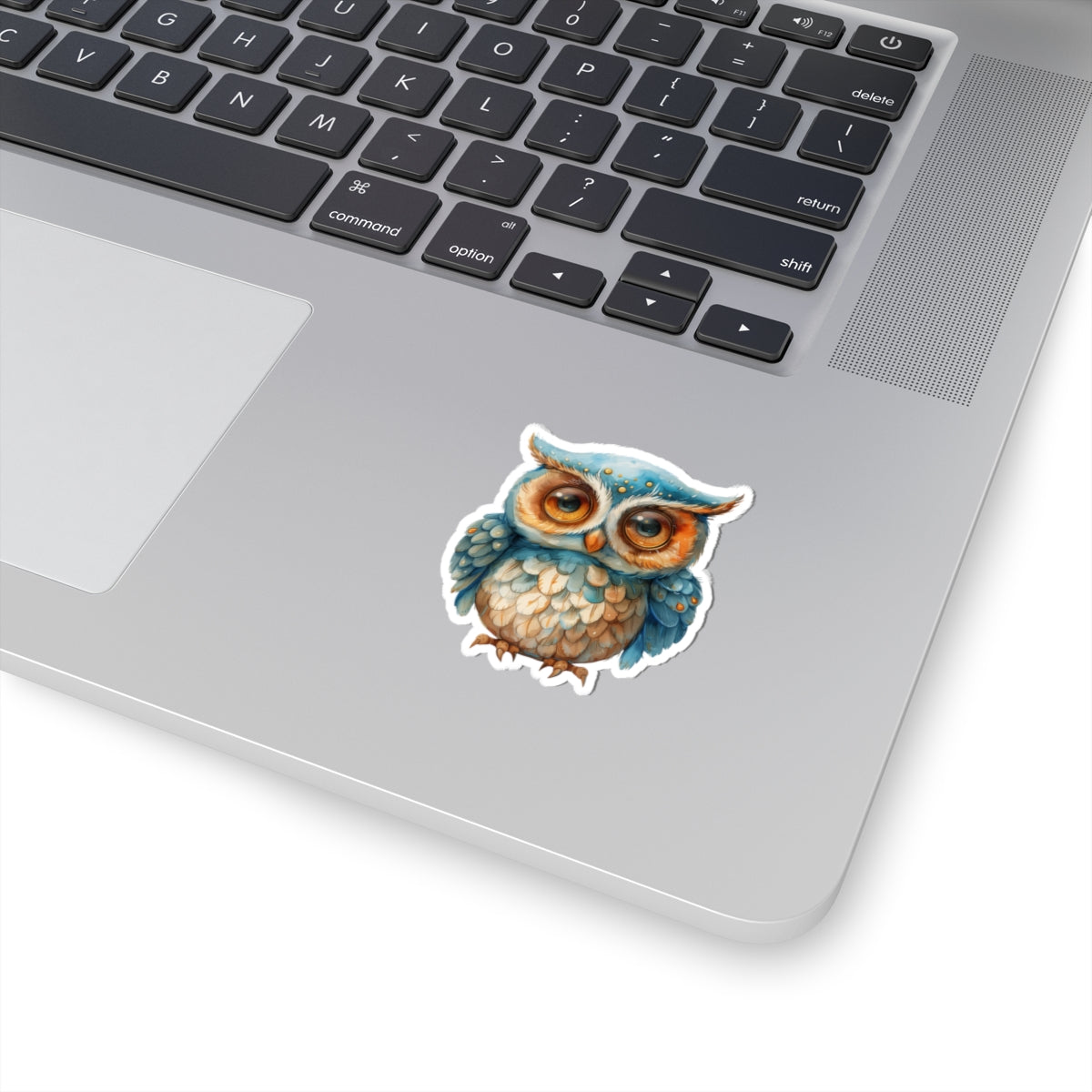 Arctic Blue Owl Watercolor Cartoon Sticker