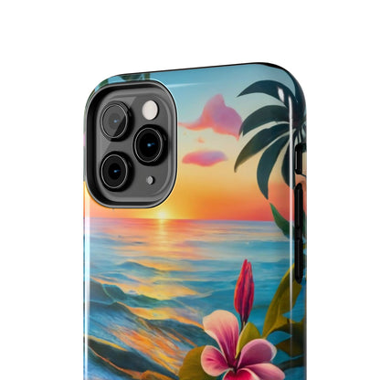Sunset Palms and Hibiscus Tough Phone Case