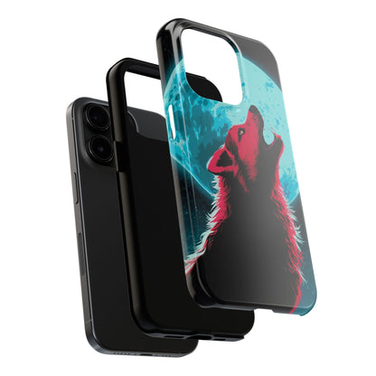 Teal Moon Wolf Serenade Tough Phone Case