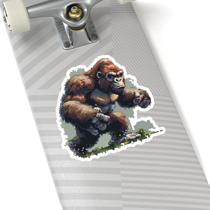 Pixelated Battle-Ready Ape Runner Vinyl Sticker