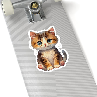 Whimsical Kitty Watercolor Cartoon Sticker