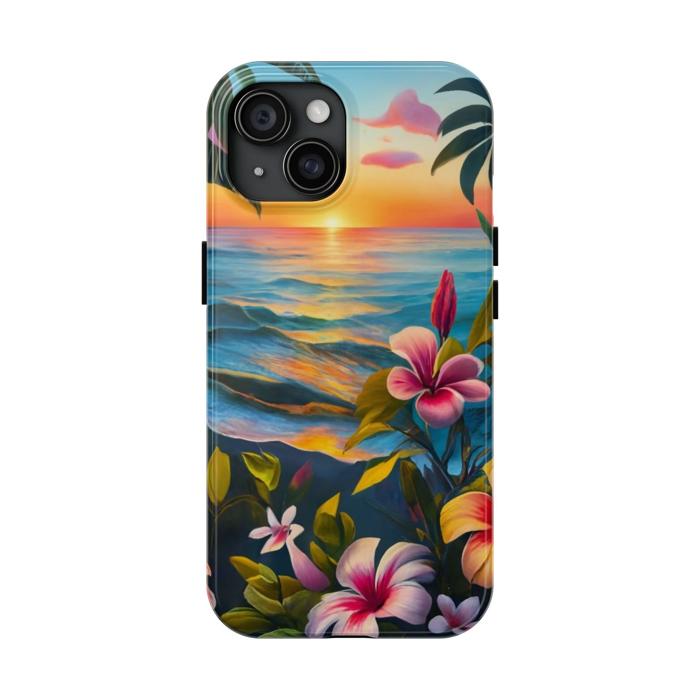 Sunset Palms and Hibiscus Tough Phone Case