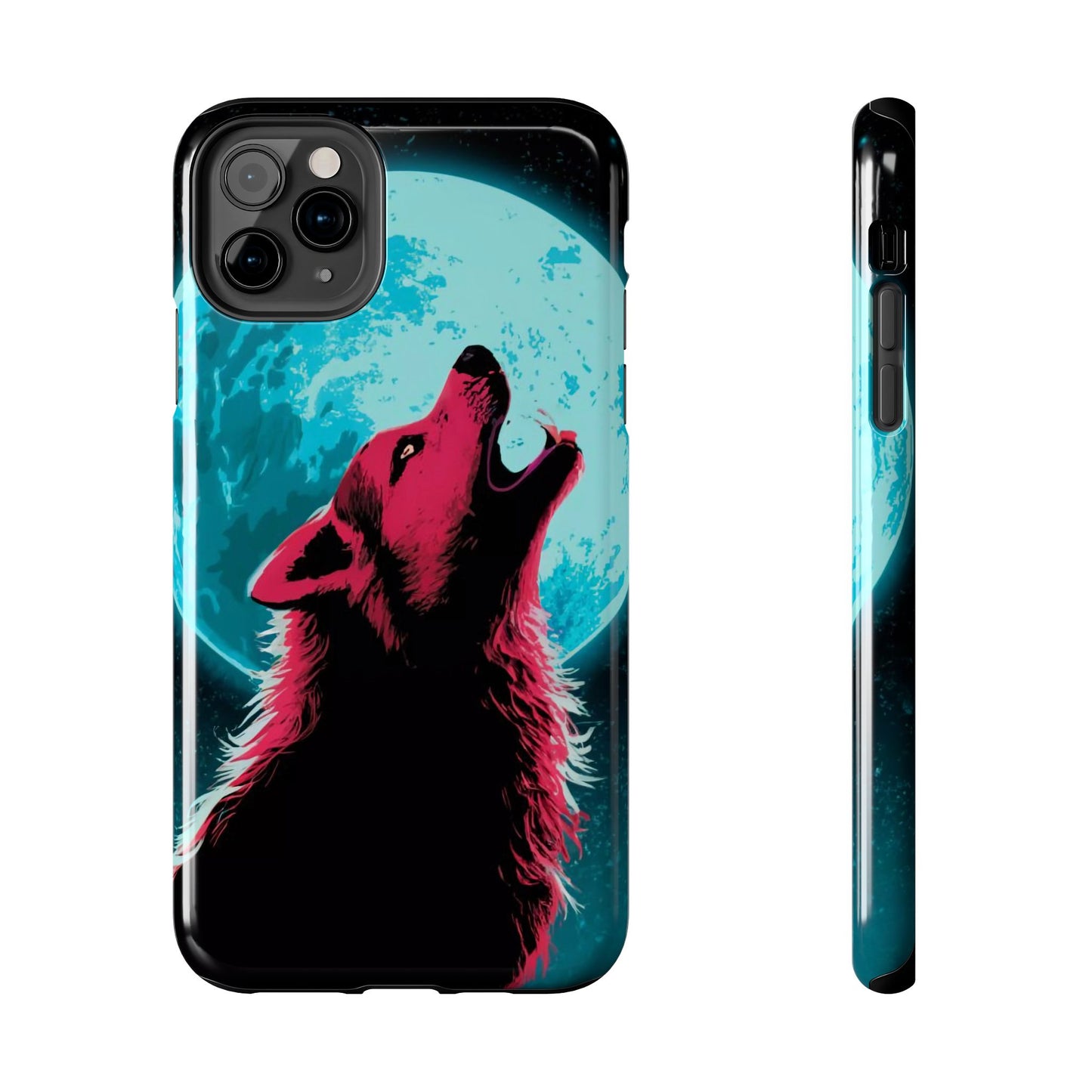 Teal Moon Wolf Serenade Tough Phone Case