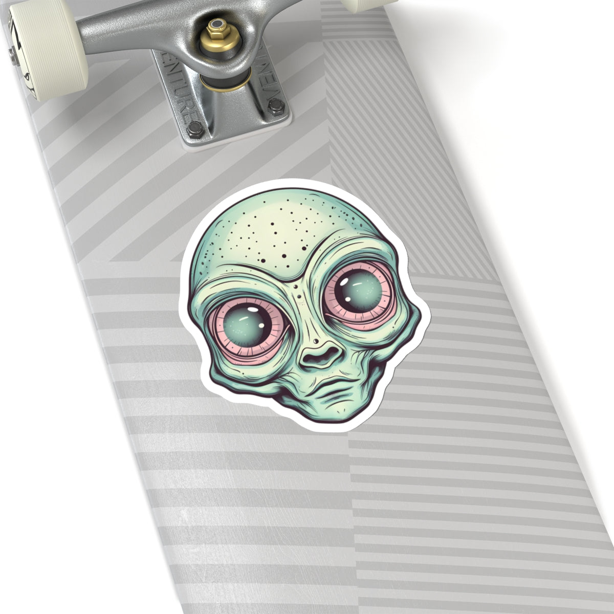 Pale Green Alien Head Vinyl Sticker