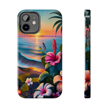 Sunset Beach Hibiscus Palms Tough Phone Case
