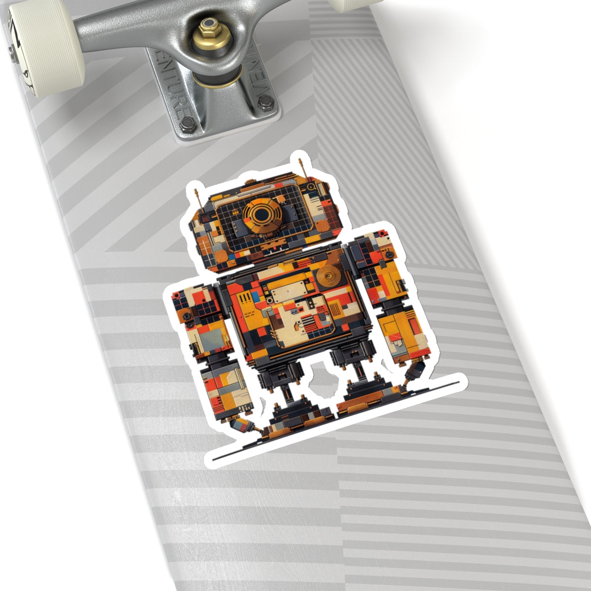 Quilted Patchwork Robot Vinyl Sticker