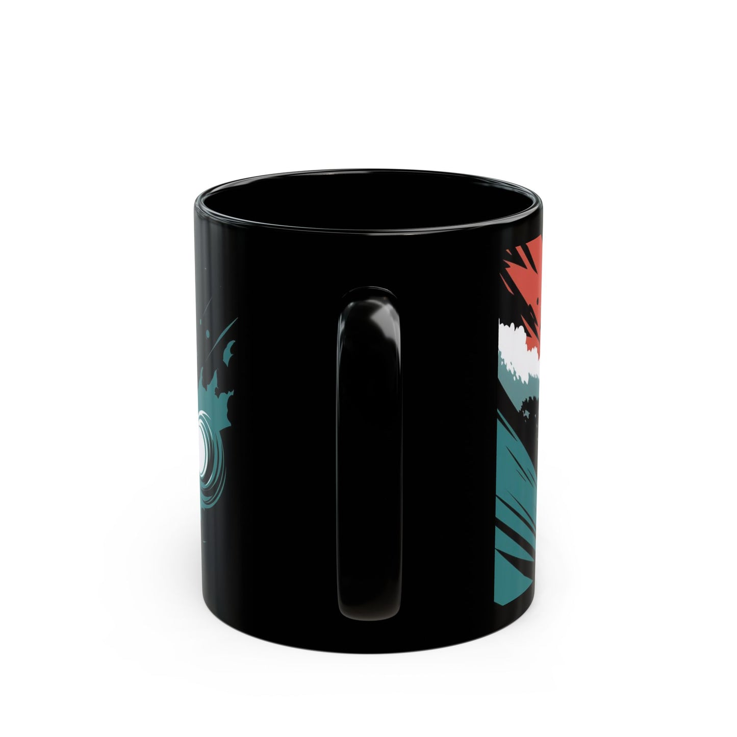 Cosmic Surfing T-Rex Mug – Bold Comic Book Style Adventure