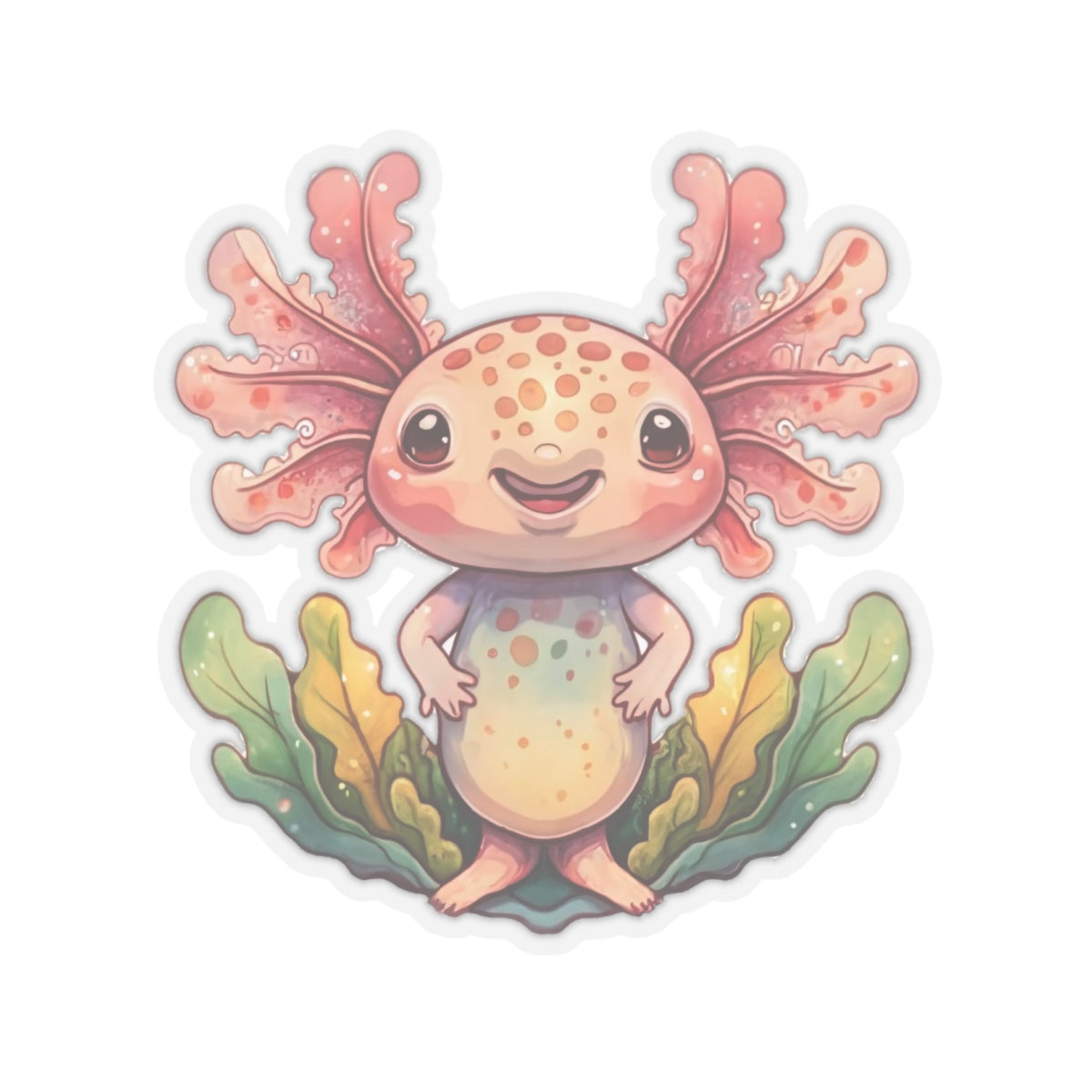 Cute Axolotl Watercolor Cartoon Sticker