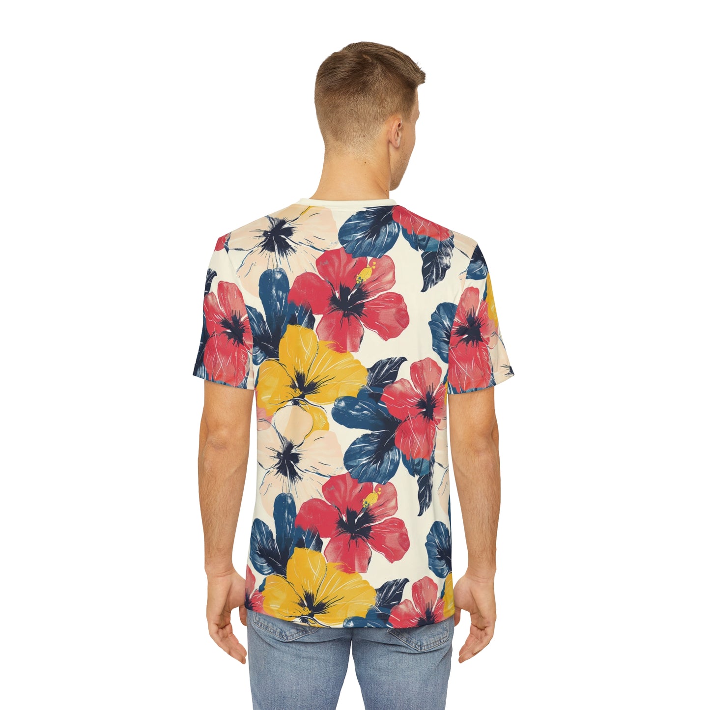 Tropical Ink Blooms Tee - Red, Blue, & Yellow Floral Shirt