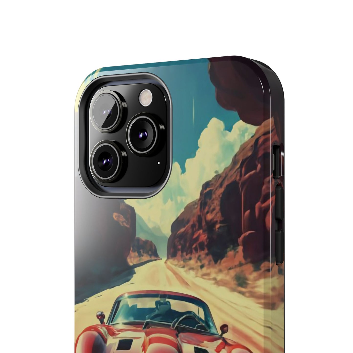 Desert Drive Red Sports Car Tough Phone Case