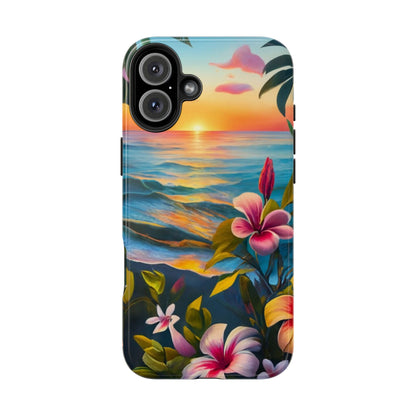 Sunset Palms and Hibiscus Tough Phone Case