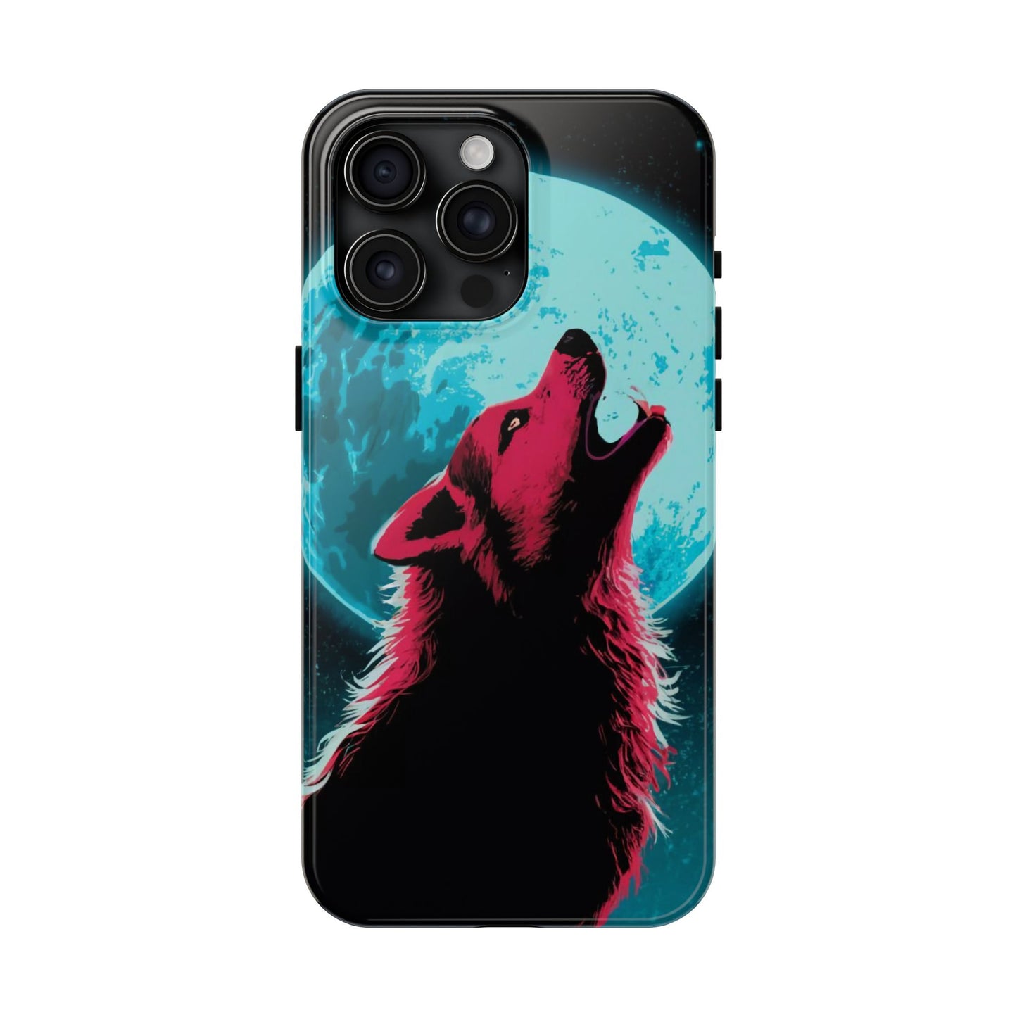 Teal Moon Wolf Serenade Tough Phone Case