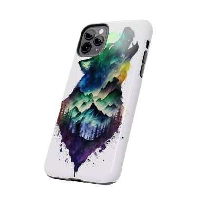 Moonlit Howling Wolf Double Exposure Tough Phone Case