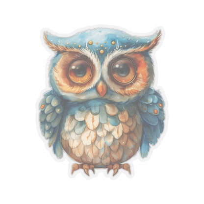 Arctic Blue Owl Watercolor Cartoon Sticker