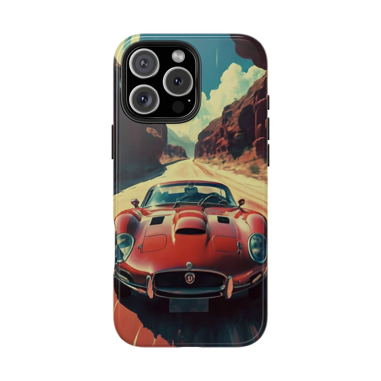 Desert Drive Red Sports Car Tough Phone Case