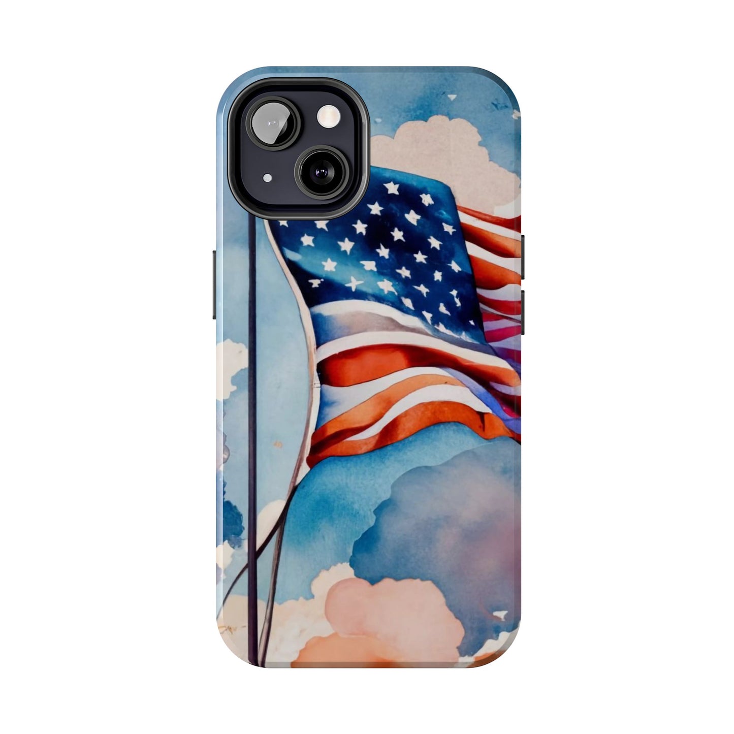 Windswept Patriot Watercolor Flag Tough Phone Case