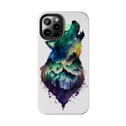 Moonlit Howling Wolf Double Exposure Tough Phone Case