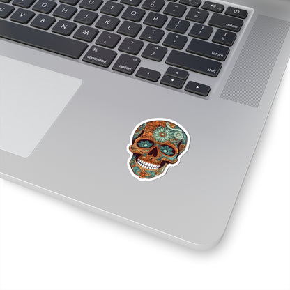 Teal and Orange Sugar Skull Sticker