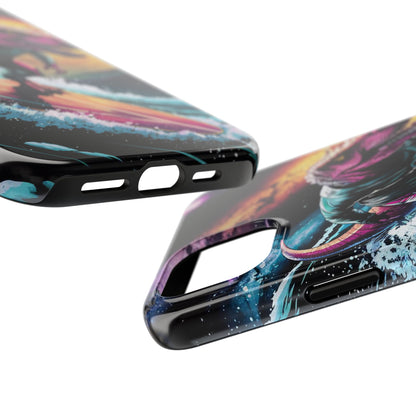 Cosmic T-Rex Surfer Tough Phone Case