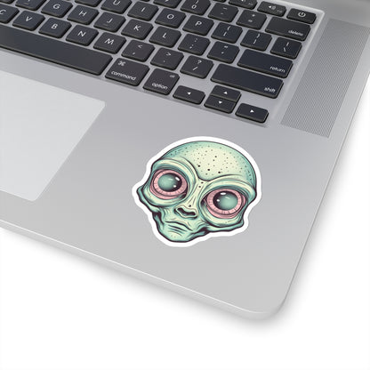 Pale Green Alien Head Vinyl Sticker