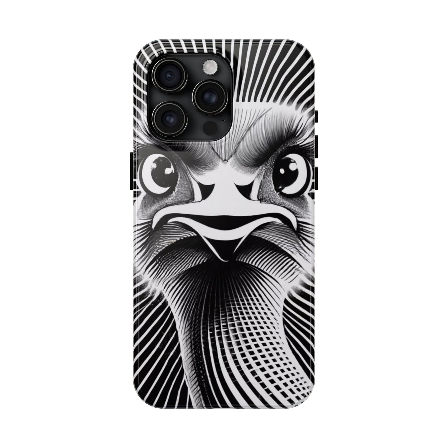 Mystical Stare Monochrome Ostrich Tough Phone Case