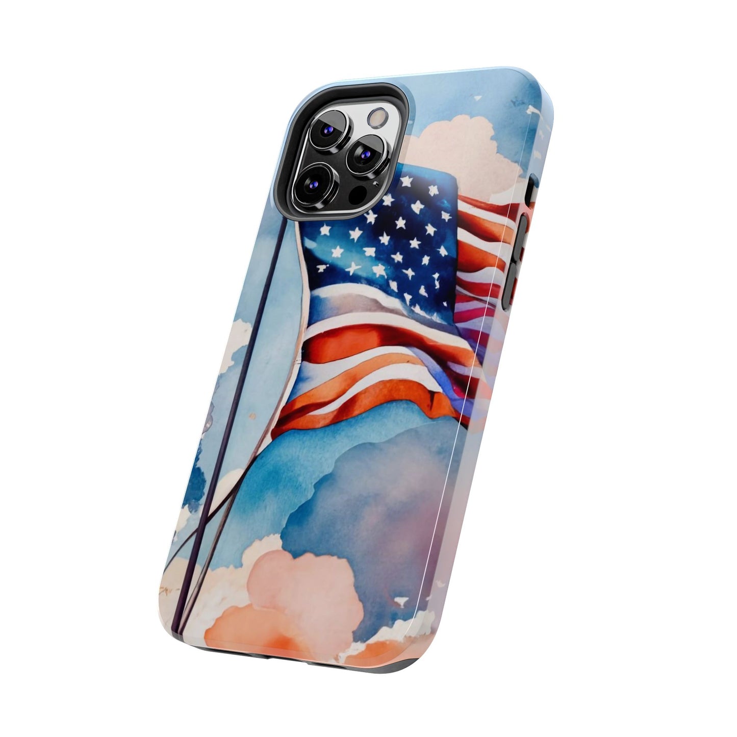 Windswept Patriot Watercolor Flag Tough Phone Case