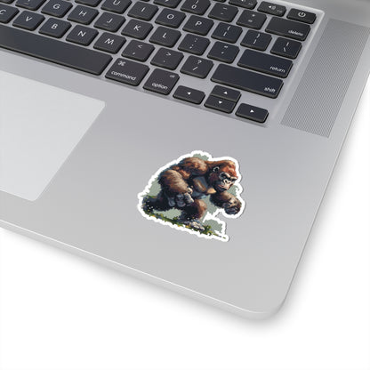 Pixelated Battle-Ready Ape Runner Vinyl Sticker