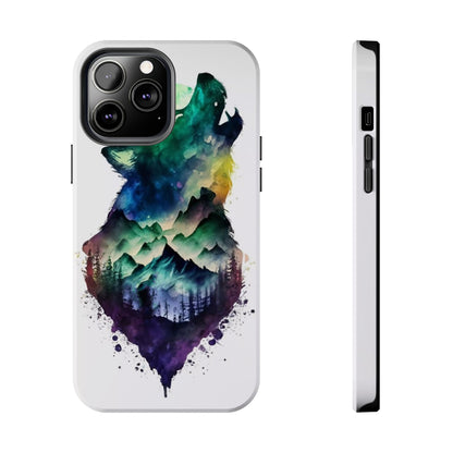 Moonlit Howling Wolf Double Exposure Tough Phone Case