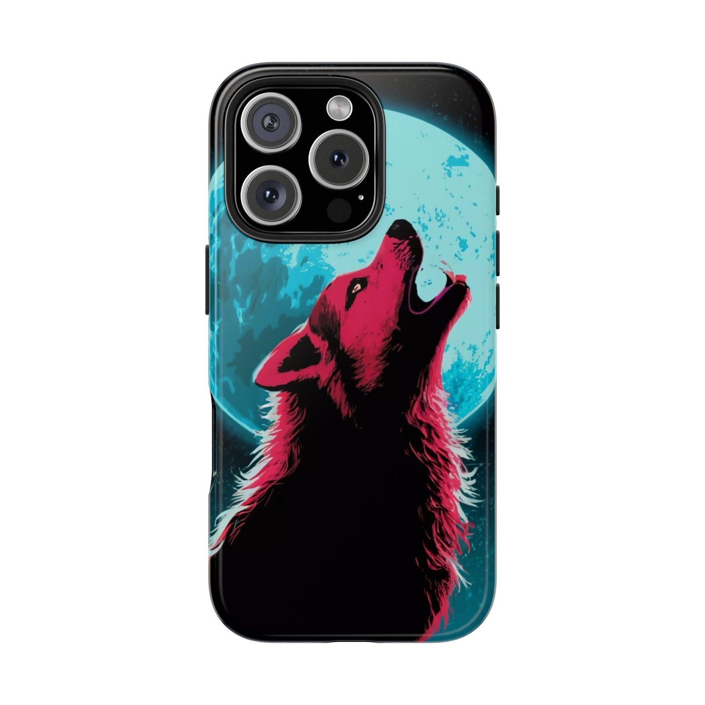 Teal Moon Wolf Serenade Tough Phone Case