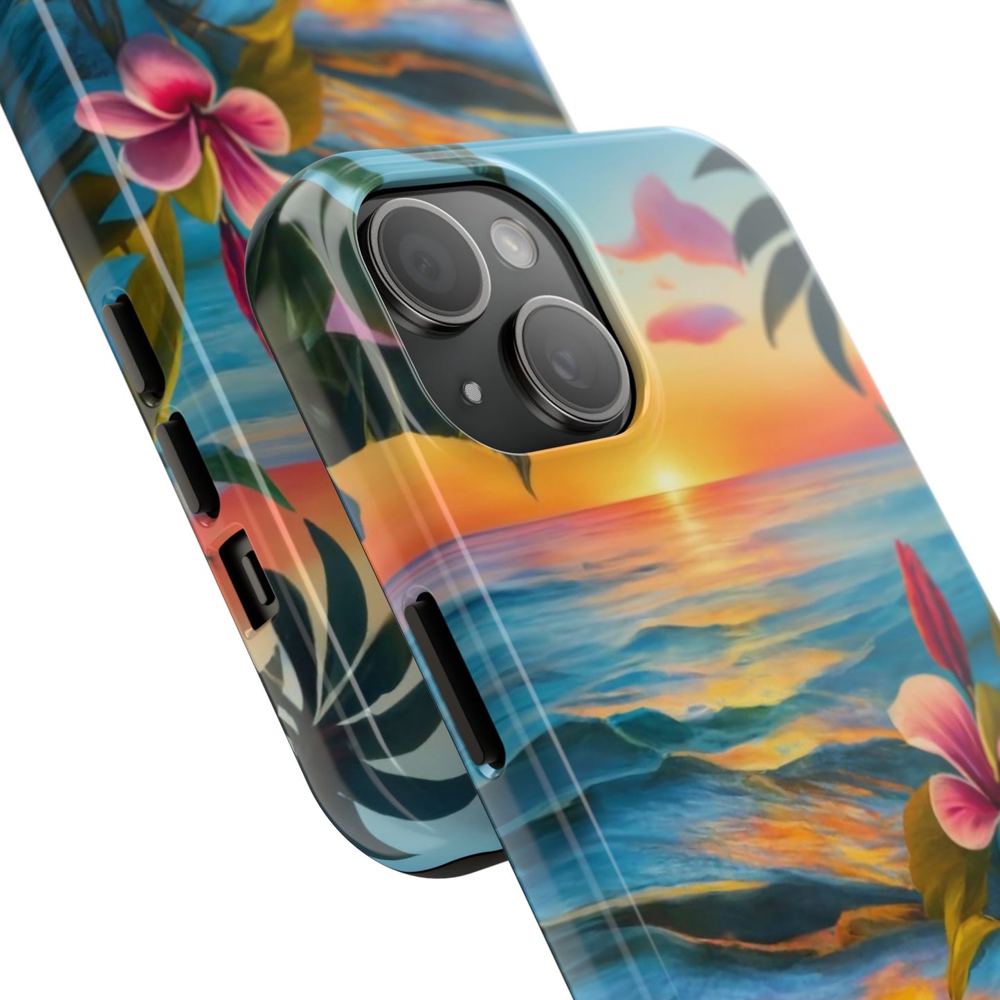 Sunset Palms and Hibiscus Tough Phone Case