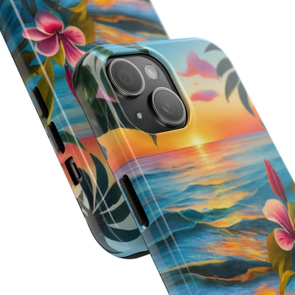 Sunset Palms and Hibiscus Tough Phone Case
