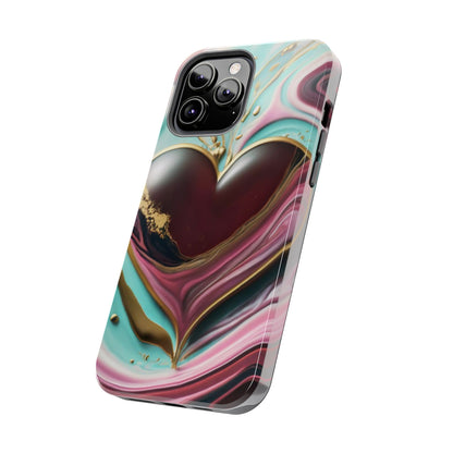 Glossy Heartburst Acrylic Pour Tough Phone Case