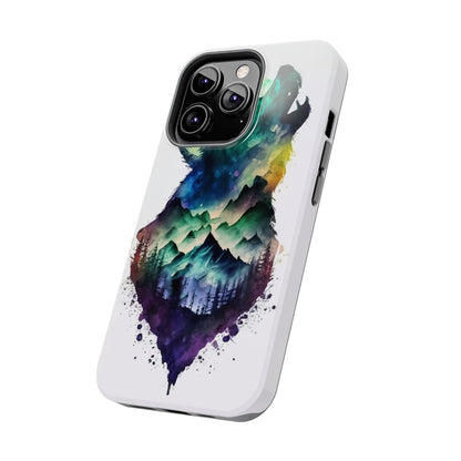 Moonlit Howling Wolf Double Exposure Tough Phone Case