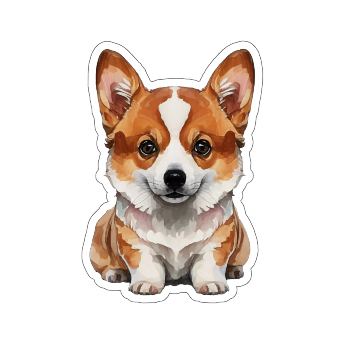 Cheerful Corgi Watercolor Cartoon Sticker