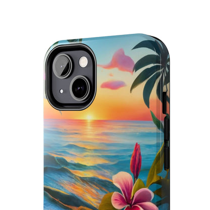 Sunset Palms and Hibiscus Tough Phone Case