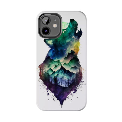 Moonlit Howling Wolf Double Exposure Tough Phone Case