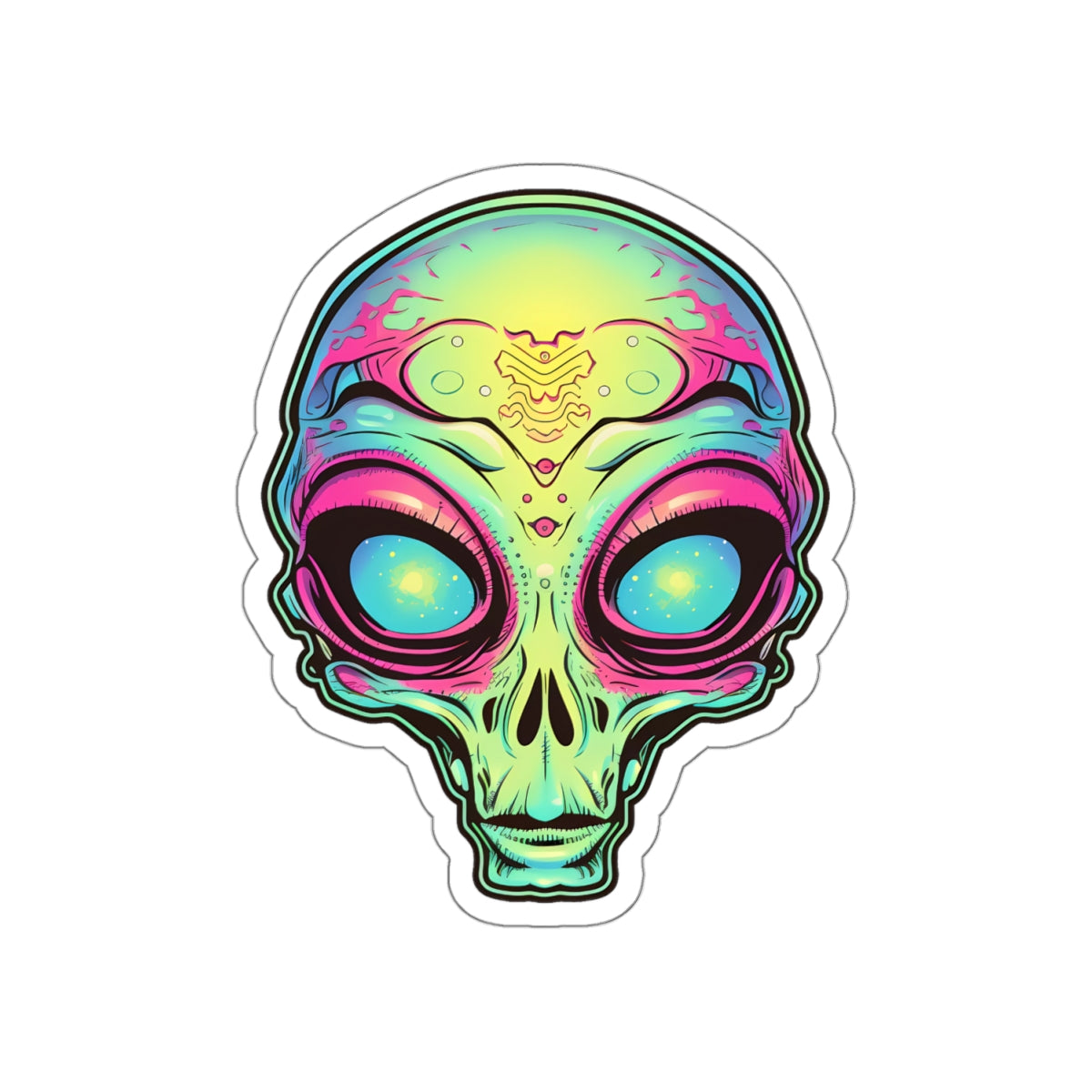 Galactic Spectrum Alien Head Vinyl Sticker