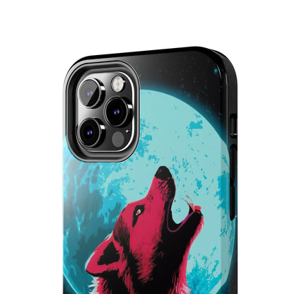 Teal Moon Wolf Serenade Tough Phone Case