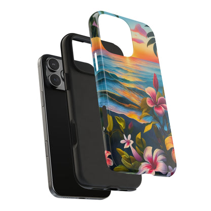 Sunset Palms and Hibiscus Tough Phone Case
