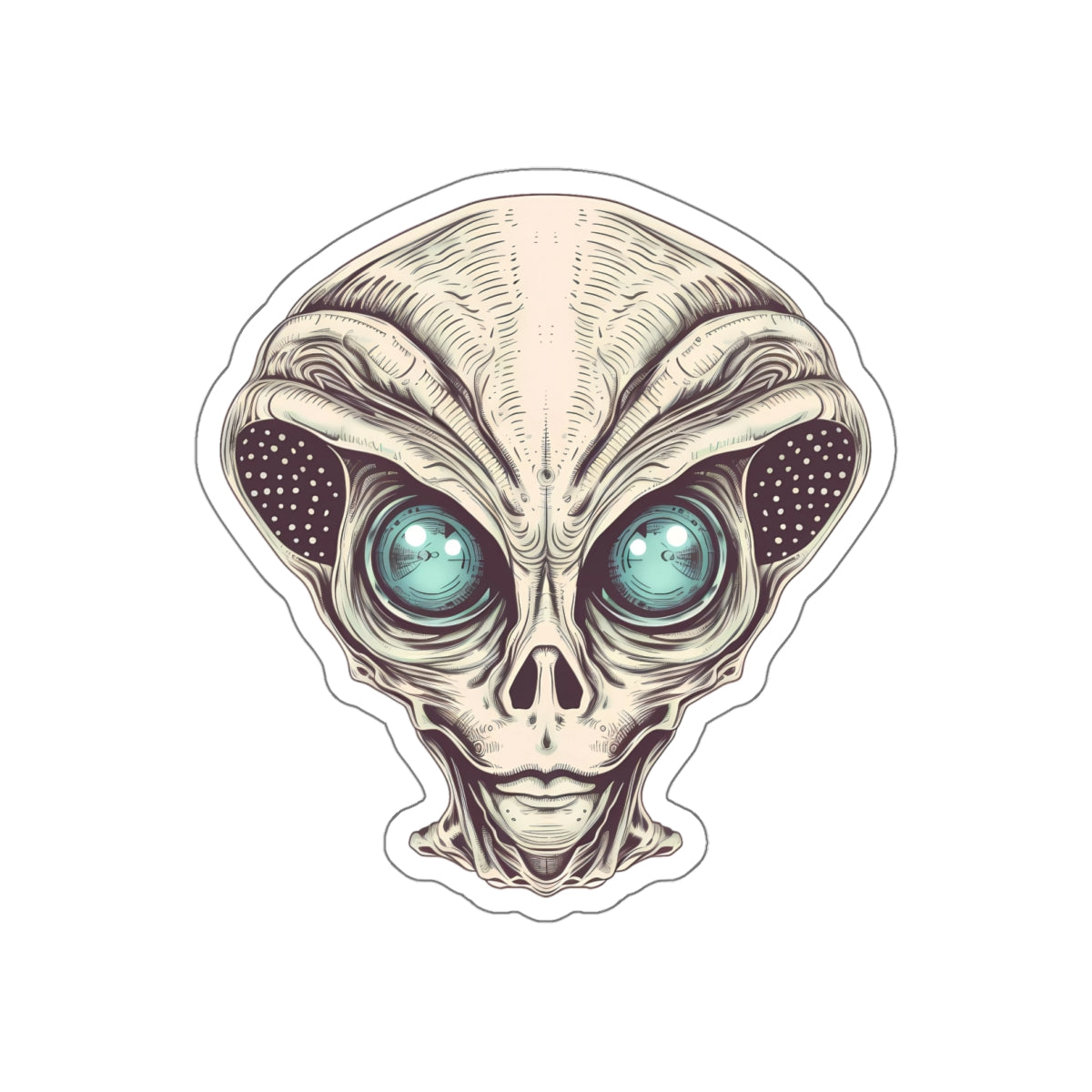 Tan Alien Head Vinyl Sticker