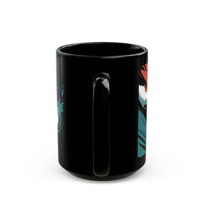 Cosmic Surfing T-Rex Mug – Bold Comic Book Style Adventure