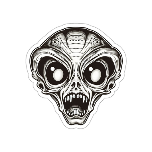 Monochrome Fangs Alien Head Vinyl Sticker