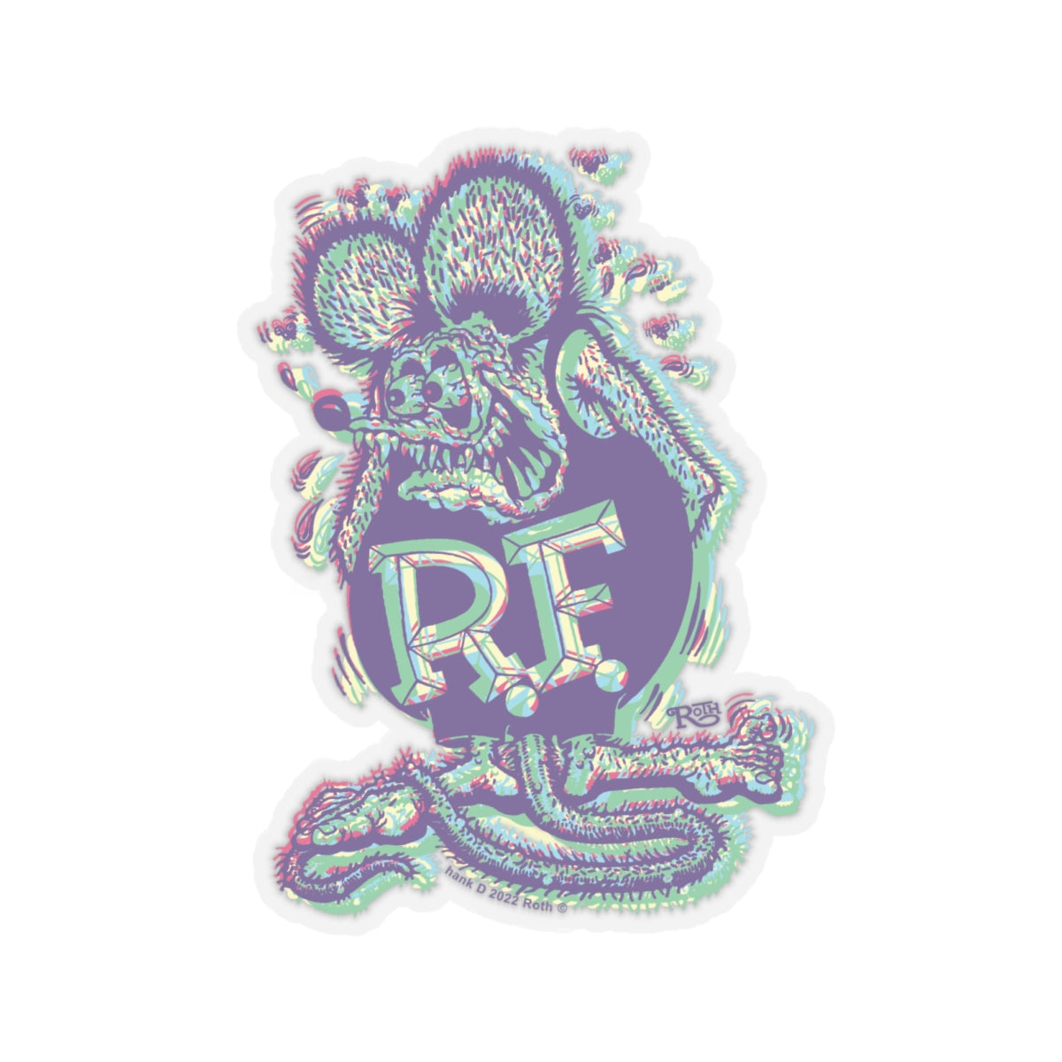 Quirky Quirk Rat Fink Sticker: Offset Color Fusion